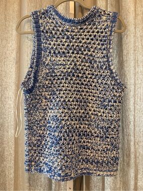 Whiteroom + Cactus Sleeveless Blue Crochet Knit Tank Top - Women